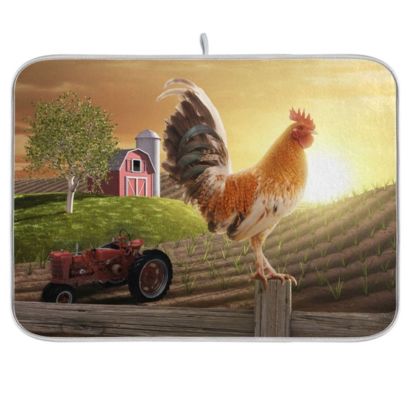 ZzWwR Morning Farm Crowing Rooster 16 x 18 Inches Absorbent
