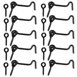 Unlorspy 10Pcs Black Cabin Hook and Eye Latch Lock Swivel Window Gate Door Hook with Mounting Screws (50mm/2 inch)