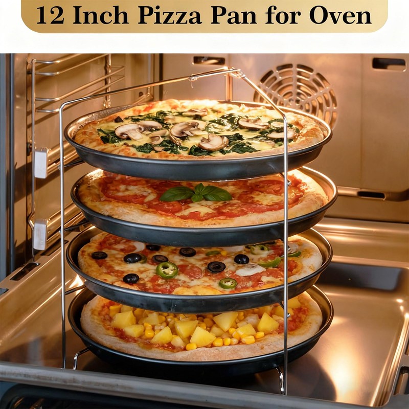 HERMARM 12 Inch Pizza Pan for Oven, 2 Pack Nonstick