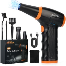 WHATOOK Elektrische Staubgebläse Druckluftspray für PC Reinigungsset, 3-Gang 150000 U/min Compressed Air Duster mit 8000mAh Akku, USB Wiederaufladbar Luftdruckspray für Laptop, Elektronik, Auto, Sofa