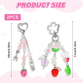 Telooco 2Pcs Aesthetic Y2K keychains Cute Star Strawberry Keychain Charms Jellyfish Bag Charms for Women Bag Purse Decor