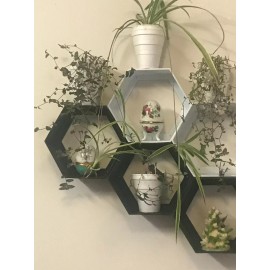 Unbranded Hexagon Shelf - 1 pc Black