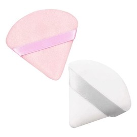 Pack of 2 Powder Puff Triangle Powder Puff Soft Makeup Powder Puff Reusable Powder Puff Triangle Dry Wet Velour Puff for Loose Powder Daily Makeup Foundation Cream Blush (White & Pink)