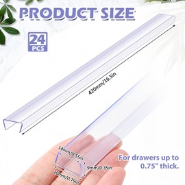 Pangda 24 Pcs Cabinet Protectors for Kitchen Cabinets Vinyl Plastic Slip on Cabinet Door Protector Edge Protector for Prevent Wear, Chipping, Discoloration, Suit for Thickness Less Than 3/4” (Clear)