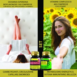 Nahrungsergänzungsmittel-Set für den Kreislauf, Antioxidationsmittel + Energie | Diosmin, Hesperidin, Bioflavonoide 100 Tabletten + Vitamine B-Komplex 400 Tabletten