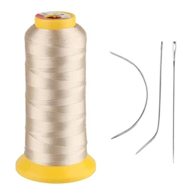 Beauty7 Beige Thread with Curved & Straight Needles Hand Sewing Weaving Set For Hair Extentions Weft Weaves Braids