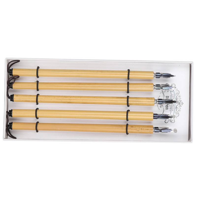 5Pcs Dip Pen Manga Calligraphy Boxed Vintage Bamboo Drawing Painting