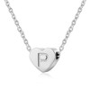 AFSTALR Silver Women's Necklace with Small Letter Heart Pendant Initial