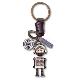 AuPra Robot Headset KeyChain Gift Women & Men Leather Musical KeyRing Home Car Door Keys Holder Girl & Boy Funny Present