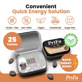 PriFa Hazelnut Coffee Tablets – Sweetened with Stevia, Nutty & Aromatic Flavor, Instant Coffee On-The-Go, Portable Caffeine Boost – 15mg Caffeine, 25 Tablets