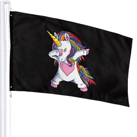 NIBABAEU 3x5ft Decorative House Flag Yard Banner Funny Cute Unicorn Flag Print Garden Flag Hanging Flag Decoration Dabbing Cute Unicorn 1