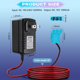 12V Battery Charger for Peg Perego Compatible with All 12v Peg Perego Vehicles and Batteries, John Deere Ground Force Tractor, John Deere Gator XUV Polaris RZR 900 Powered Ride On Car