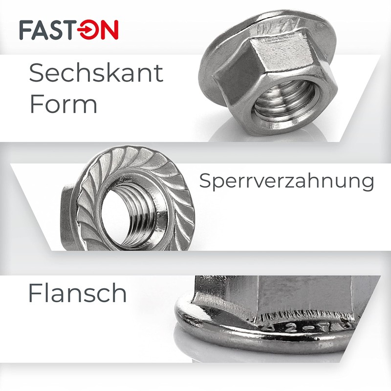 FASTON Flange Nuts M12 with Locking Toothing (Pack of 10)