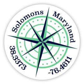 Solomons Maryland 2-Inch Vinyl Decal Sticker Latitude Longitude Compass Design