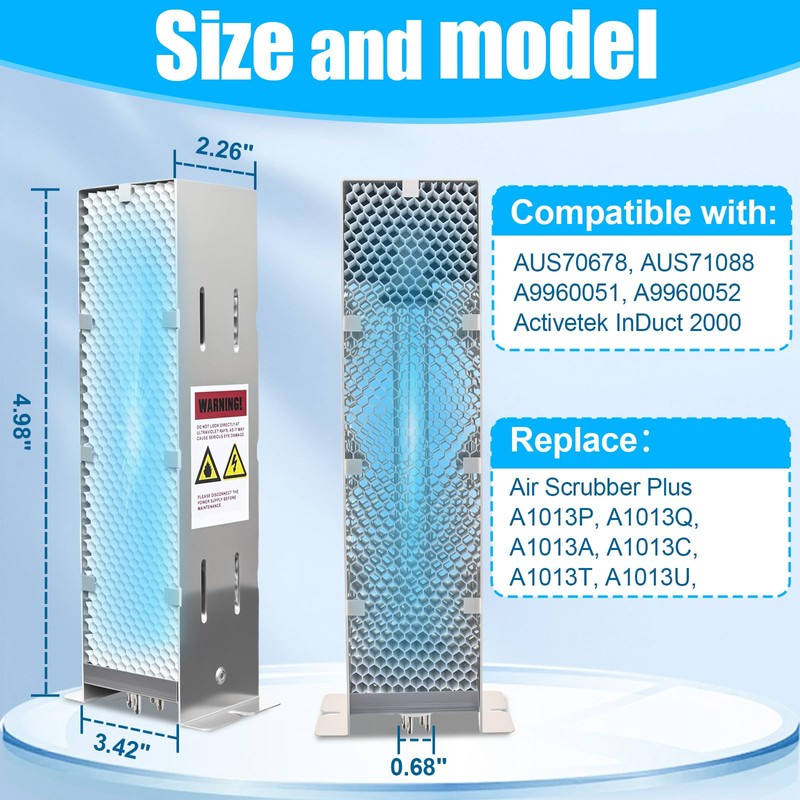 Air Scrubber Replacement Bulb,9" PCO Cell Compatible with Activtek