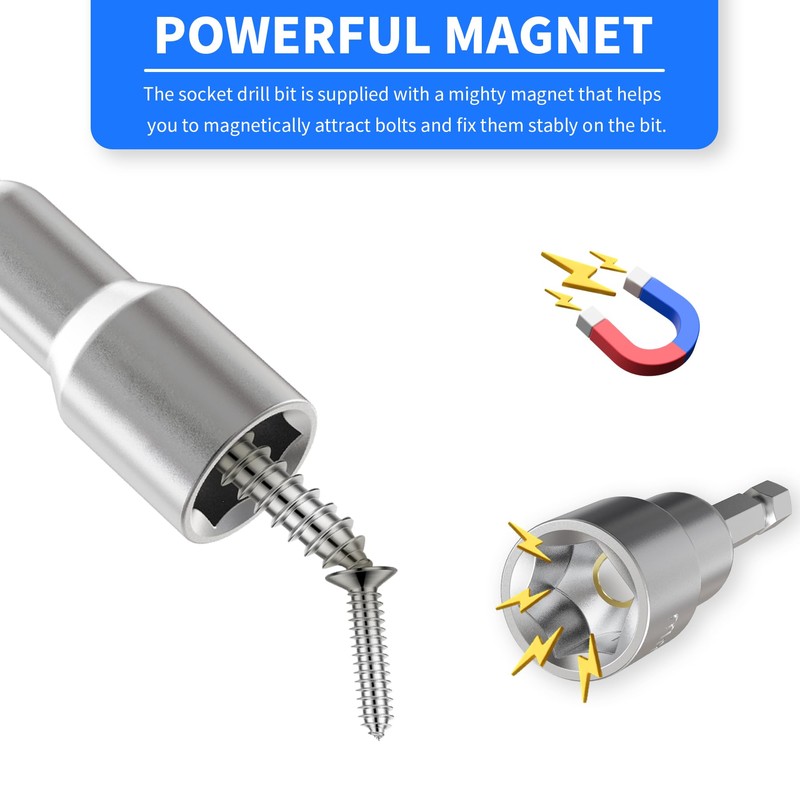 FOCKEAMS 2Pcs 8mm/0.31in Magnetic Nut Setter Driver Drill Bit,Quick-Change,Impact Nut