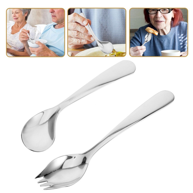 Healvian Adaptive Utensils Set Curved Utensil Angled Spoon and Fork