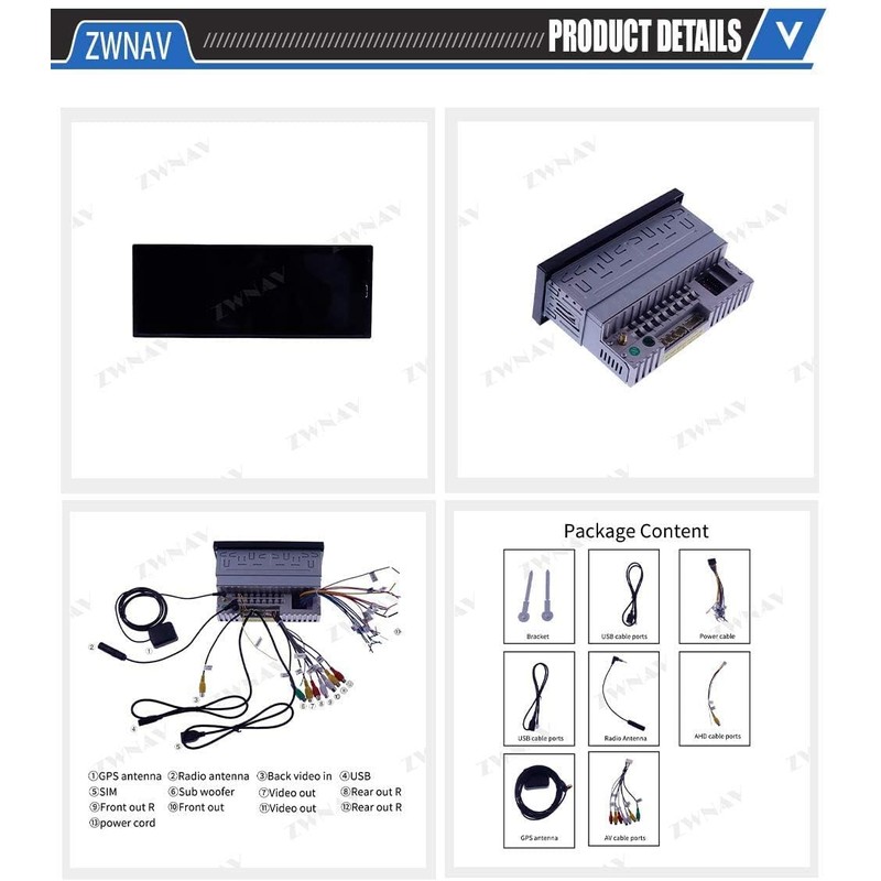 ZWNAV 6.9" IPS Screen 1DIN Universal Android Multimedia Player GPS
