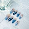 BQZQPAMZ 24Pcs French Tip Press On Nails Blue Black Long