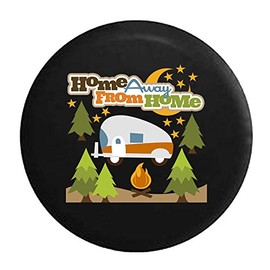 Pike Outdoors Home Away from Home RV Trailer Campfire Camping Tire Cover Black 26-27.5 in