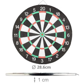 Dartboard with Arrows, Beginner Steel Dartboard Made of Paper Board, Double-Sided Playable, Dart Board with 4 Darts, Number Ring Dartboard Set with Dart Tool, Wall Mount (12 Inches)