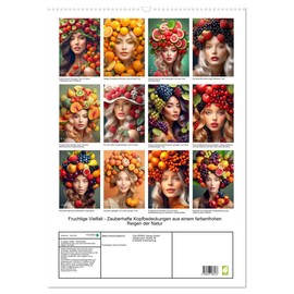 Fruity Variety - Magical Headgear from a Colourful Fairy of Nature (Wall Calendar 2026 DIN A2 High), CALVENDO Monthly Calendar