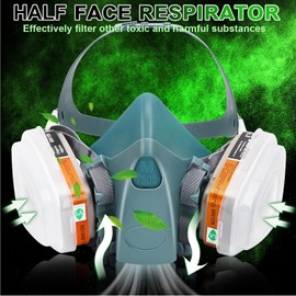 Reusable Chemicals Respirator, Paint Respirator with Filter Box, 8Pcs Filter Cottons and Goggle, Widely Used in Paint, Dust, Chemical, Epoxy Paint, Woodworking, Organic Vapor Gas, Machine Polishing