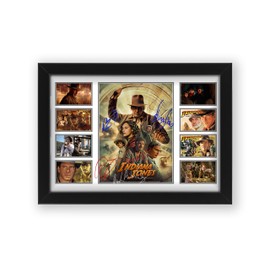 Indiana Jones Star Cast Signed Poster Print- Limited Edition Autograph Fan Gift – Collectible Memorabilia Merchandise (Framed A4 (30x21cm))