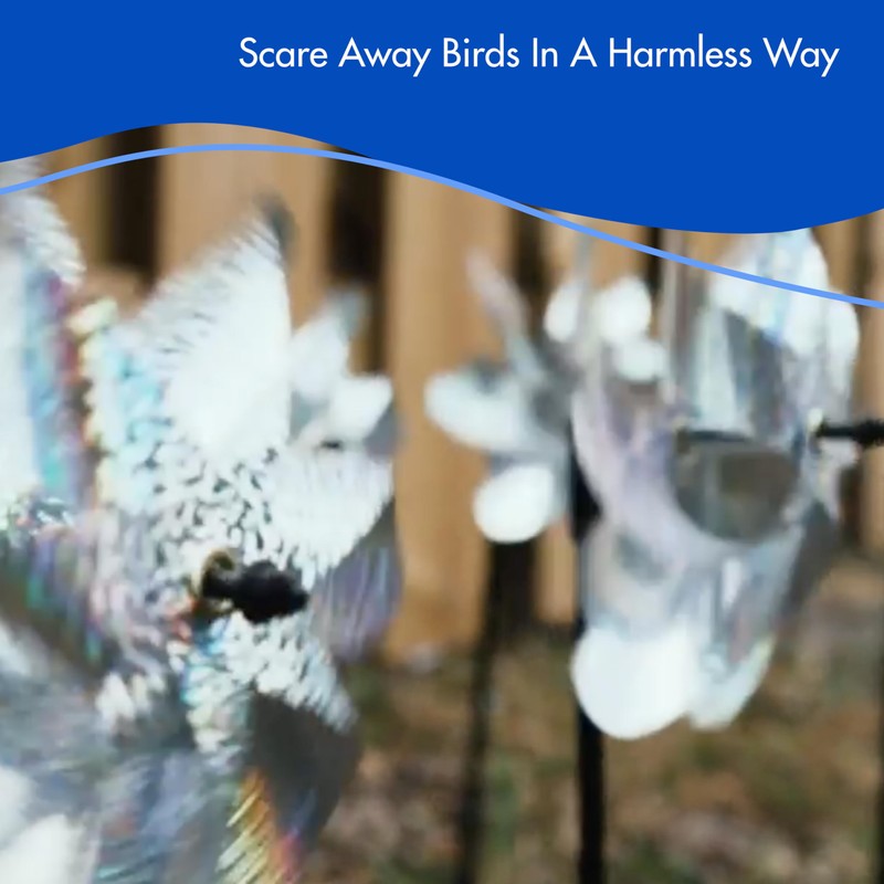 8-Pack Bird Deterrents for Outside - Reflective Pin Wheels for