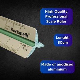 Triangular Scale 30 cm - Scale Ruler - Aluminium Scale Ruler - Triangular Scale 1:10 1:20 1:25 1:50 1:75 1:100 1:125 1:200 1:250 1:500 1:750 1:1250