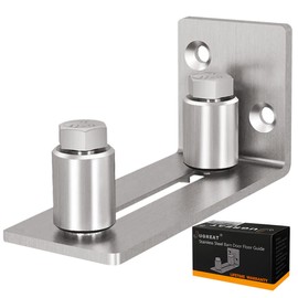 JUGREAT Barn Door Mounted Stainless Steel Sliding Door Guide-1 Pack (For Doors Up to 2 1/8 inches, Flush Bottom Design)