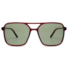 SOJOS Trendy Vintage Aviator Square Sunglasses For Womens Mens Retro 70s UV400 Women Sun Glasses SJ2327 Red Green