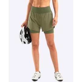 Women's Mountain Bike Shorts 4D Padded Cycling Riding Road Biking Bicycle Biker Cycle Padding UPF 50+ Shorts for Women Zipper Pockets(Grey Sage,XXL)