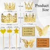 40 piezas de decoración para tartas y mariposas (dorado)