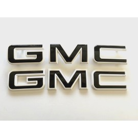 GMC Front & Rear Emblem Flat White Black For 2019-24 GMC Sierra 1500 2500HD 3500HD