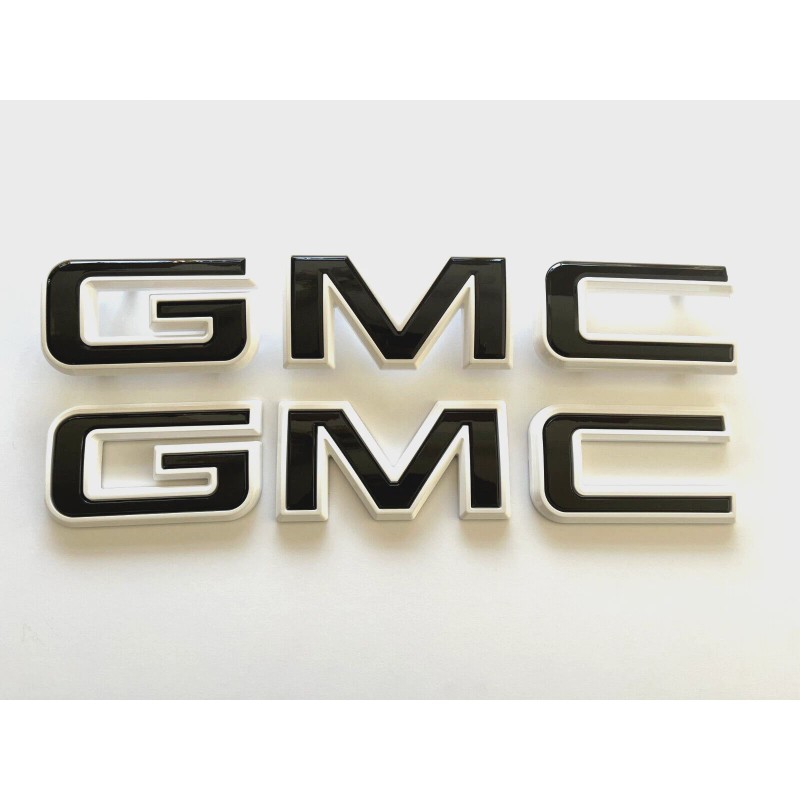 GMC Front & Rear Emblem Flat White Black For 2019-24