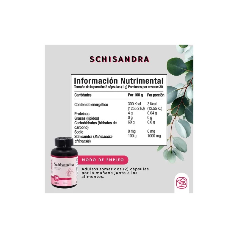 Schisandra 60 Cápsulas De 500 Mg | Momosie | Dura