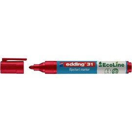 edding EcoLine Flip Chart Markers 31, refillable, 1, 5–3 MM, Red