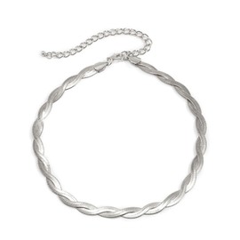 Wendalern Silver Snake Chain Necklace Double Layer Twist Herringbone Choker Necklace Flat Herringbone Chain Necklace Layered Knot Snake Chain Collar Necklace Jewelry for Women Girls