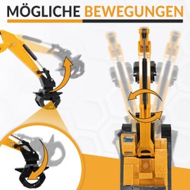 Oramics Crawler Excavator, Chain Excavator, Construction Site Vehicle, Metal Plastic with Retraction Function and Rotating Mechanism, Toy Excavator, Rotating Cabin, Movable Gripper Arm, Children's Toy