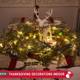 6 Ft Realistic Garland Christmas Decorations with Lights, Prelit Christmas Garland Indoors with Pine Cones,Lighted Christmas Garland, Christmas Garland for Mantle, Christmas Green Thanksgiving Indoor