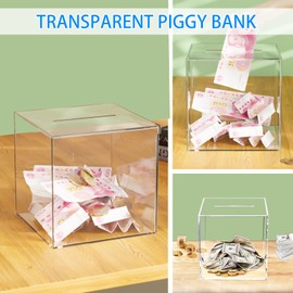 Acryl Sparschwein Klar Acryl Spardose Transparent Sparschwein Kinder Sparschwein Nicht Öffnen, Kinder Sparschwein Erwachsene Geburtstagsgeschenk (Kein Brief-12x12x12cm)