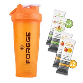 Forgge Focus Energy Drink Powder - Lion’s Mane, Alpha-GPC, L-Theanine and Nootropics for Focus - Vitamins + Electrolytes - Natural Caffeine, Sugar Free - (4 ct + Shaker)