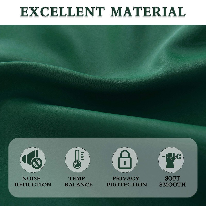 DONREN Dark Green Blackout Thermal Insulating Window Curtain Panels for