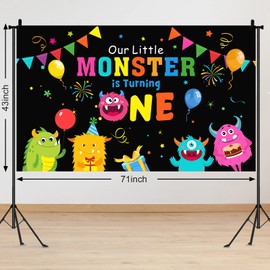 Our Little is Turning One Theme 1st Birthday Party Backdrop Photography Background Cookie Little Party Supplies for Kids Boys Girls Baby Shower Decorations 71 x 43 Inches