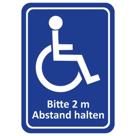 Generisch Disabled sticker, wheelchair user, keep 2 m distance, sticker, car sticker, transport of people with disabilities, wheelchair, manoeuvring distance