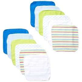 Luvable Friends Unisex Baby Cotton Rich Washcloths, Blue, One Size