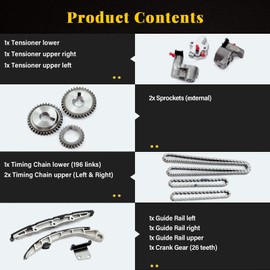 OCPTY Timing Chain Kit fits for TS20967 for 2002-2007 for Infiniti FX35 G35 2003-2005 for NISSAN 350Z 2003-2006 for NISSAN Altima 2002 2003 for NISSAN Maxima 2002 2003 for NISSAN Murano 3.7L