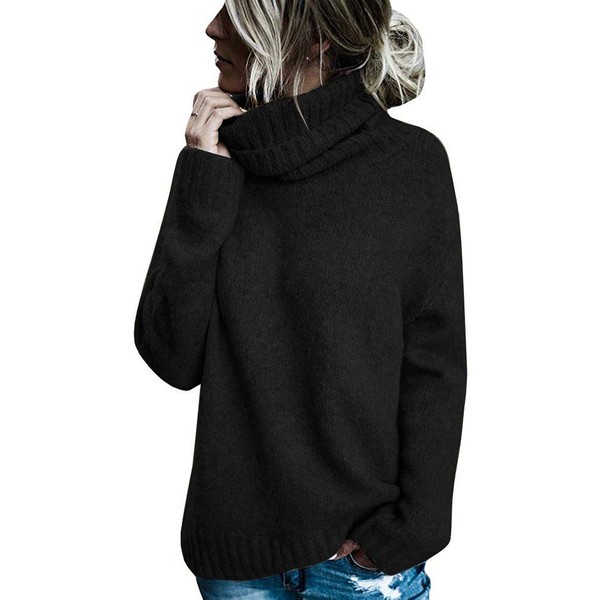 FISACE Womens Oversized Turtleneck Pullover Sweater Cable Knit Long Sleeve