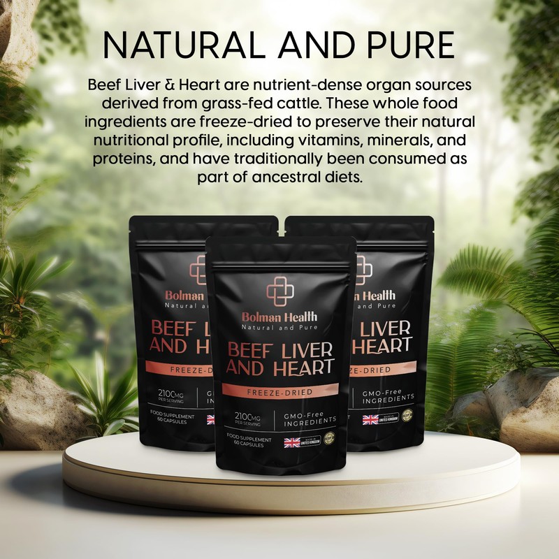 Grass-Fed Beef Liver & Heart Capsules | 2100mg Per Serving